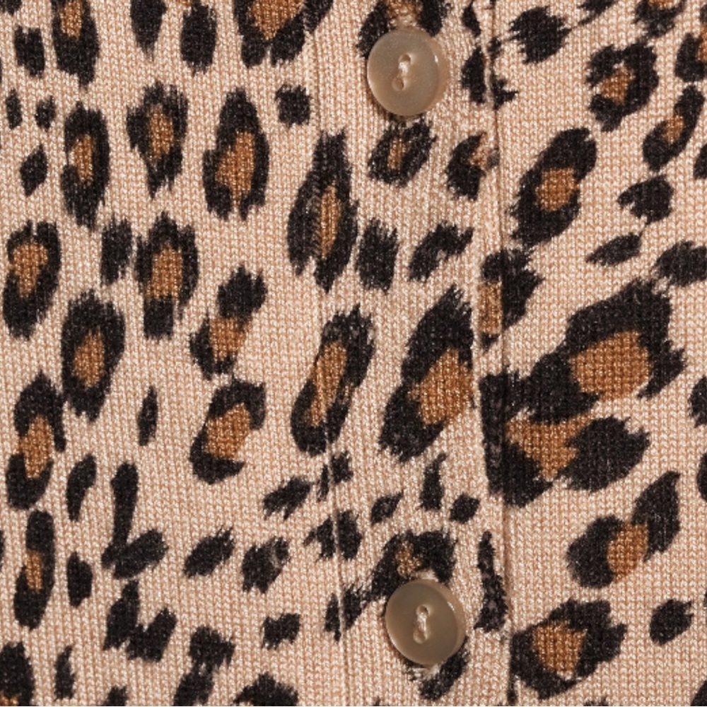 Unique Ribbed Hem Leopard Print Button Up Cardiga… - image 7